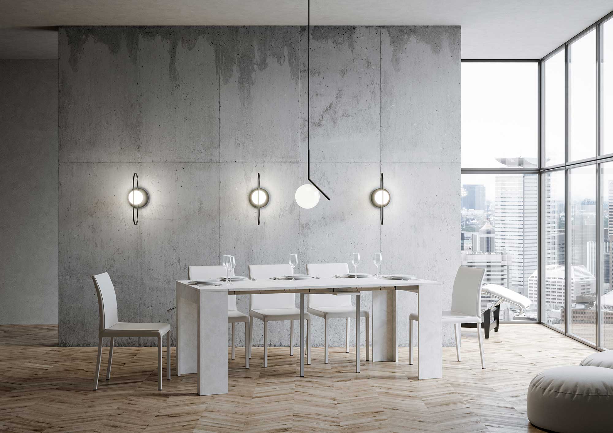 Consolle allungabile 90x42/302 cm Emy bianco spatolato 2 Consolle allungabile 90x42/198 cm Emy Small bianco spatolato