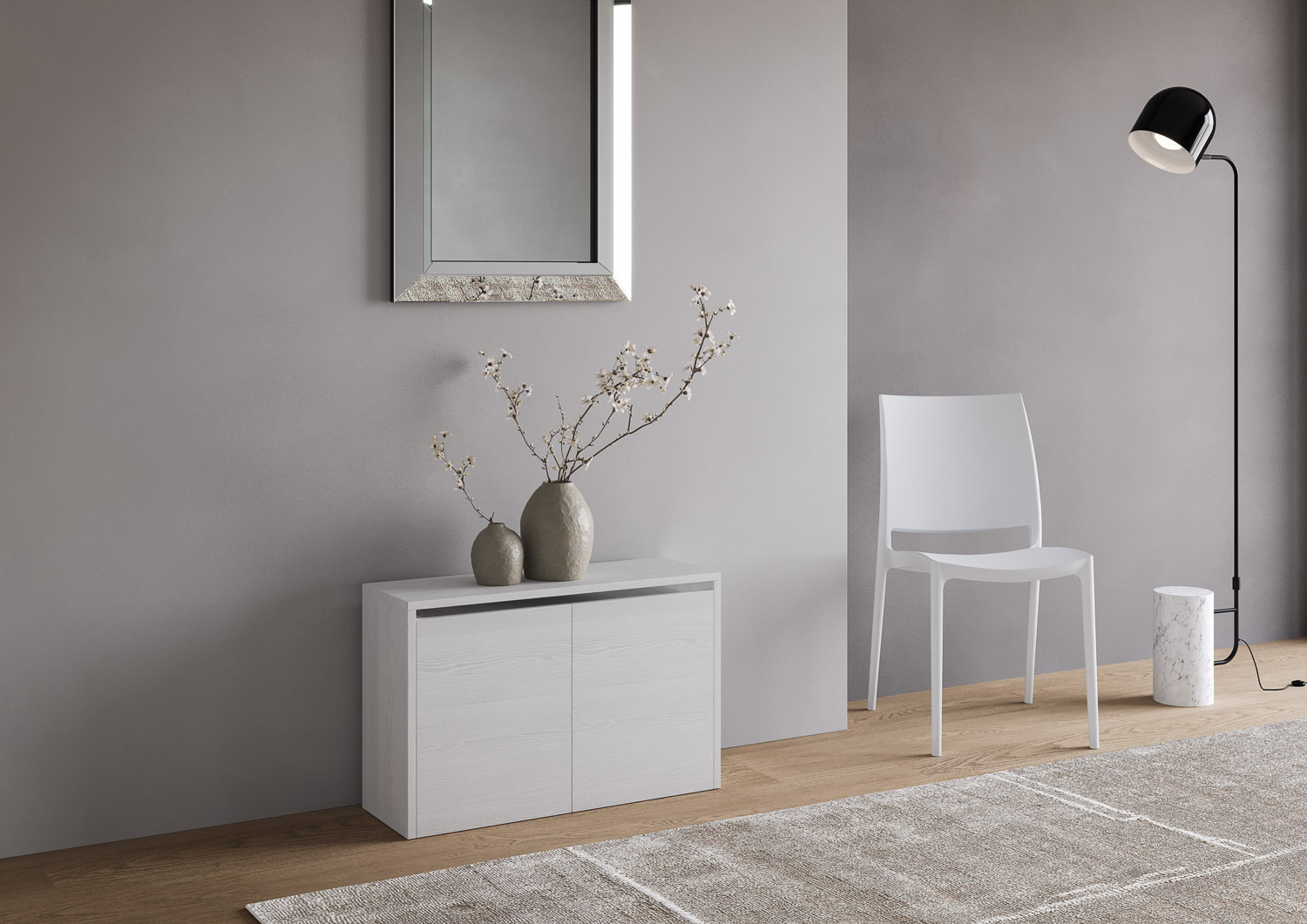 Panca inferiore allungabile 26x72/300 cm Evolve bianco frassino allunghe interne 2 Panca inferiore allungabile 26x72/300 cm Evolve bianco frassino allunghe interne - immagine 2