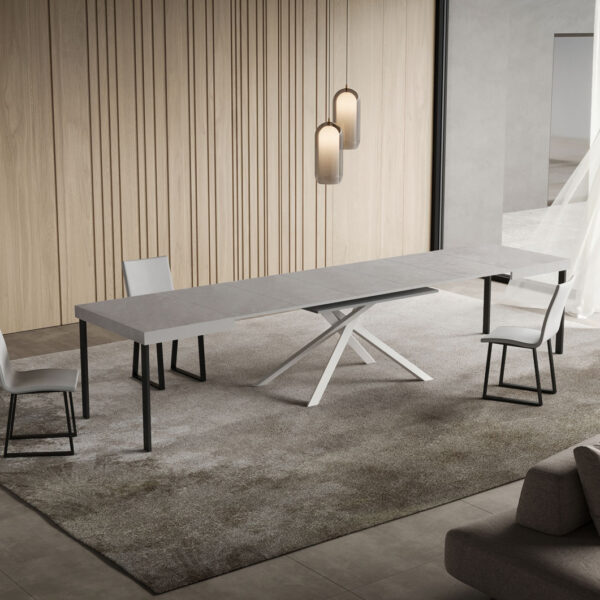 Tavolo allungabile 130/234x90 cm Niket cashmere gambe bianche