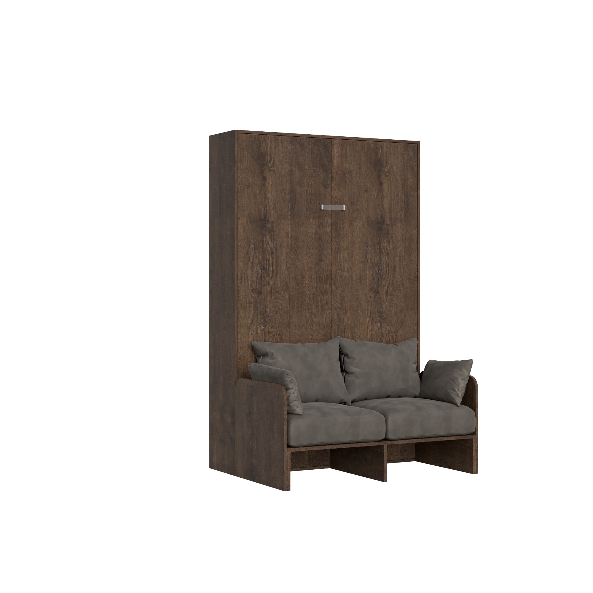Letto matrimoniale francese a scomparsa 140 Kentaro con divano noce, grigio L.153,6 P.105,2 H.210,5 cm (aperto P.215 cm) 6 Letto matrimoniale francese a scomparsa 140 Kentaro con divano noce, grigio