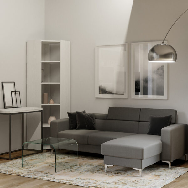Libreria Kato Angolo A bianco frassino 6 Ripiani 2 fianchi + 2 fasce retro