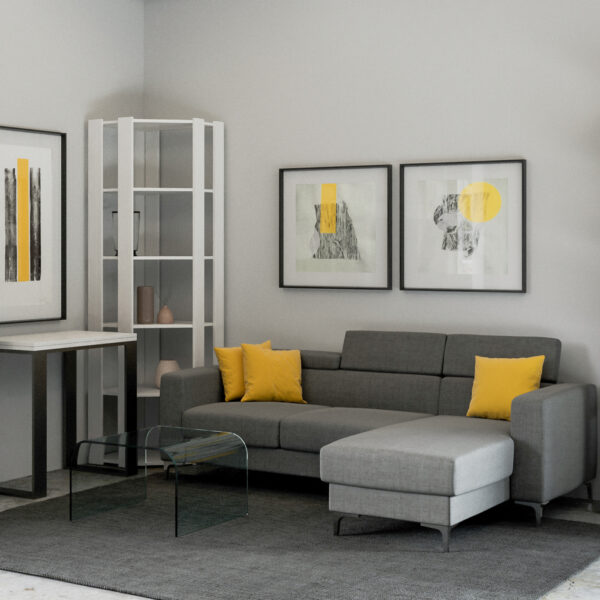 Libreria Kato Angolo B bianco frassino 6R 4 Fasce lunghe + 2 fasce retro