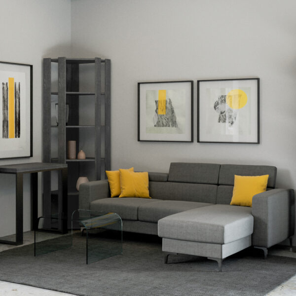 Libreria Kato Angolo B cemento 6R 4 Fasce lunghe + 2 fasce retro
