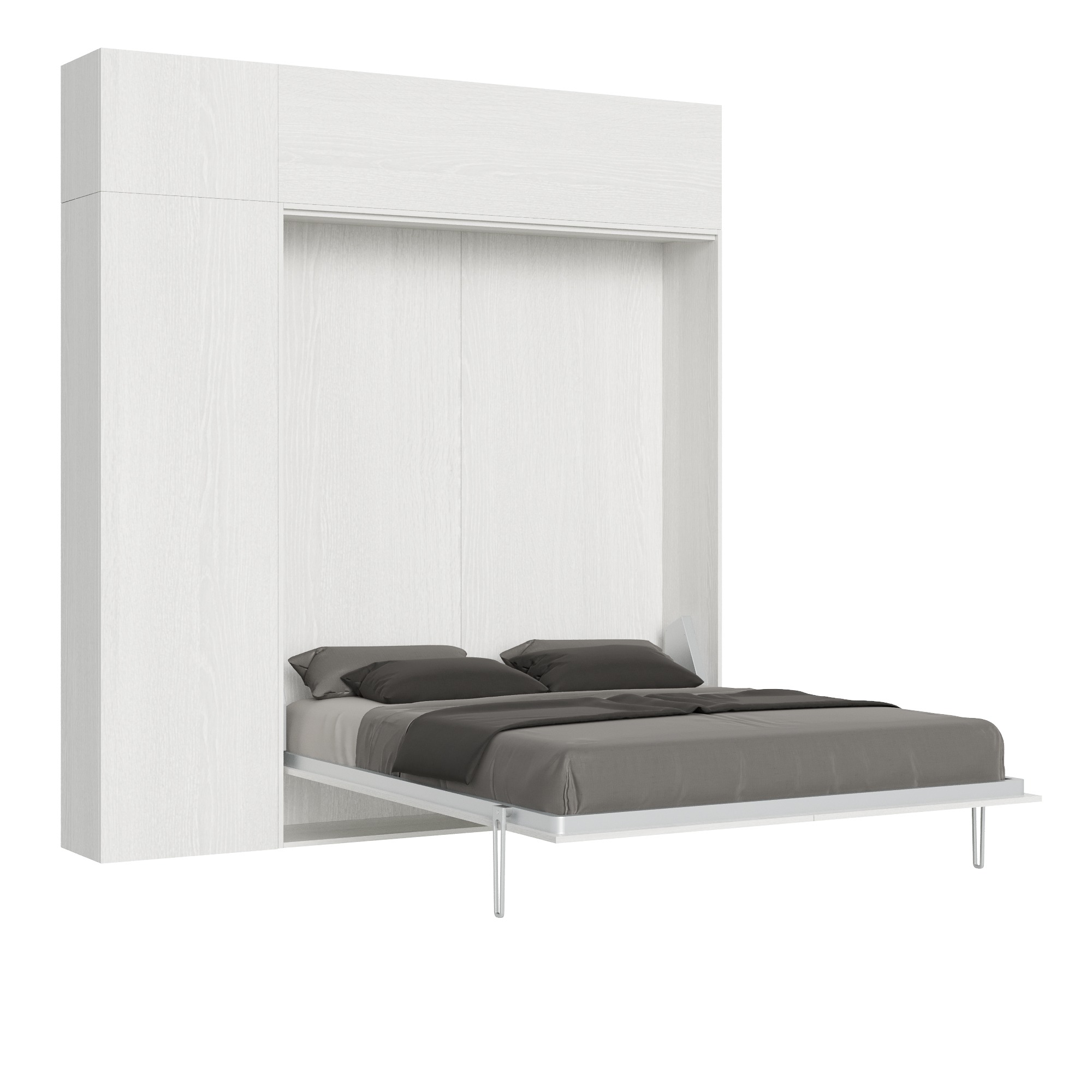 Letto matrimoniale a scomparsa 160 Kentaro con mobili bianco frassino L.233,6 P.39,2 H.250,5 cm (aperto P.215 cm) 6 Letto matrimoniale a scomparsa 160 Kentaro con mobili bianco frassino