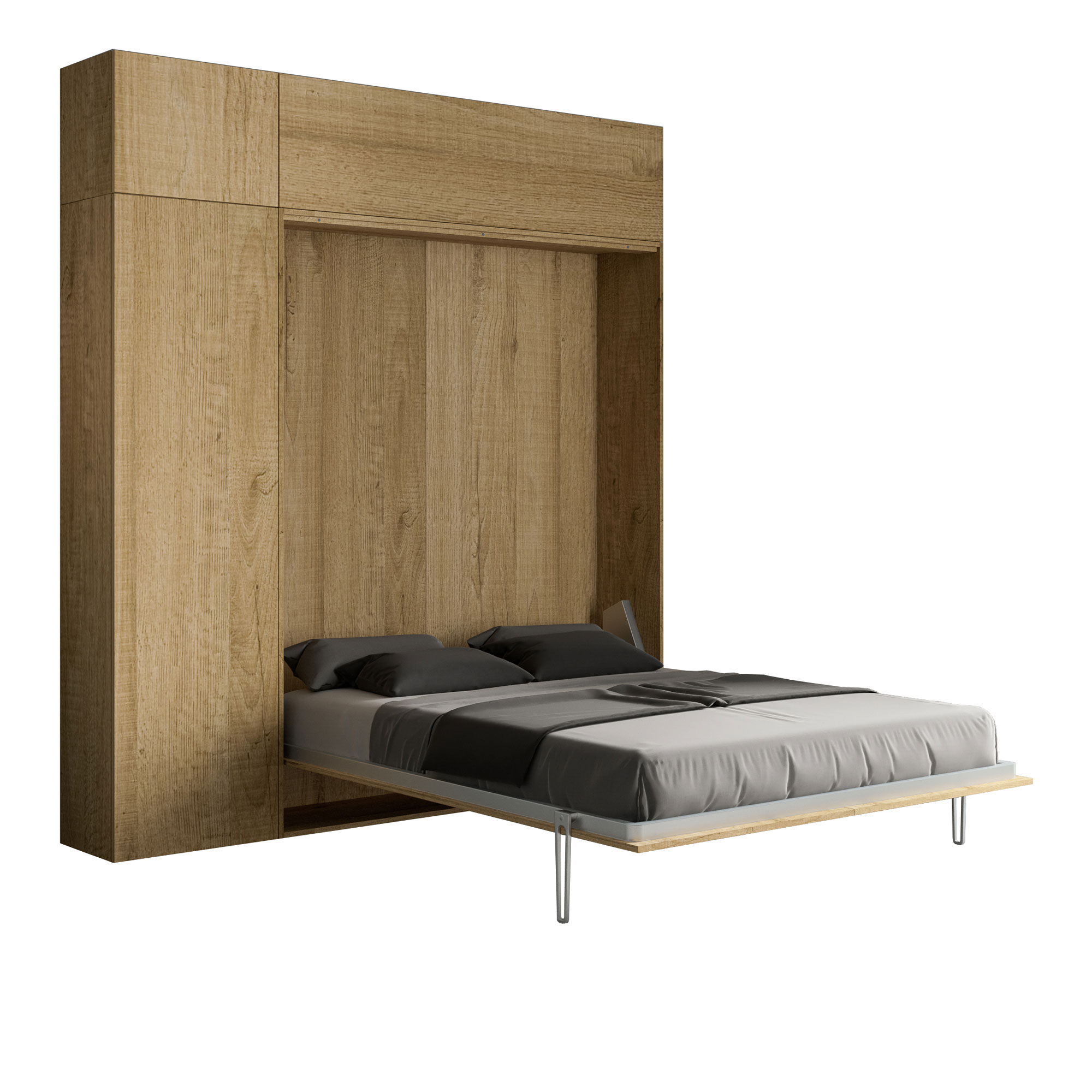 Letto matrimoniale a scomparsa 160 Kentaro con mobili quercia natura L.233,6 P.39,2 H.250,5 cm (aperto P.215 cm) 6 Letto matrimoniale a scomparsa 160 Kentaro con mobili quercia natura