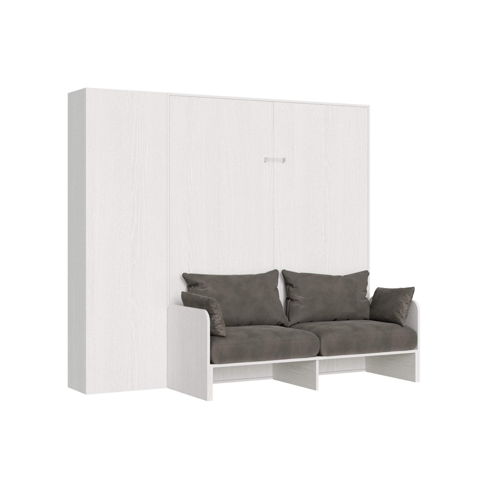 Letto matrimoniale a scomparsa 160 Kentaro con divano e colonna bianco frassino, grigio L.233,6 P.105,2 H.210,5 cm (aperto P.215 cm) 7 Letto matrimoniale a scomparsa 160 Kentaro con divano e colonna bianco frassino, grigio