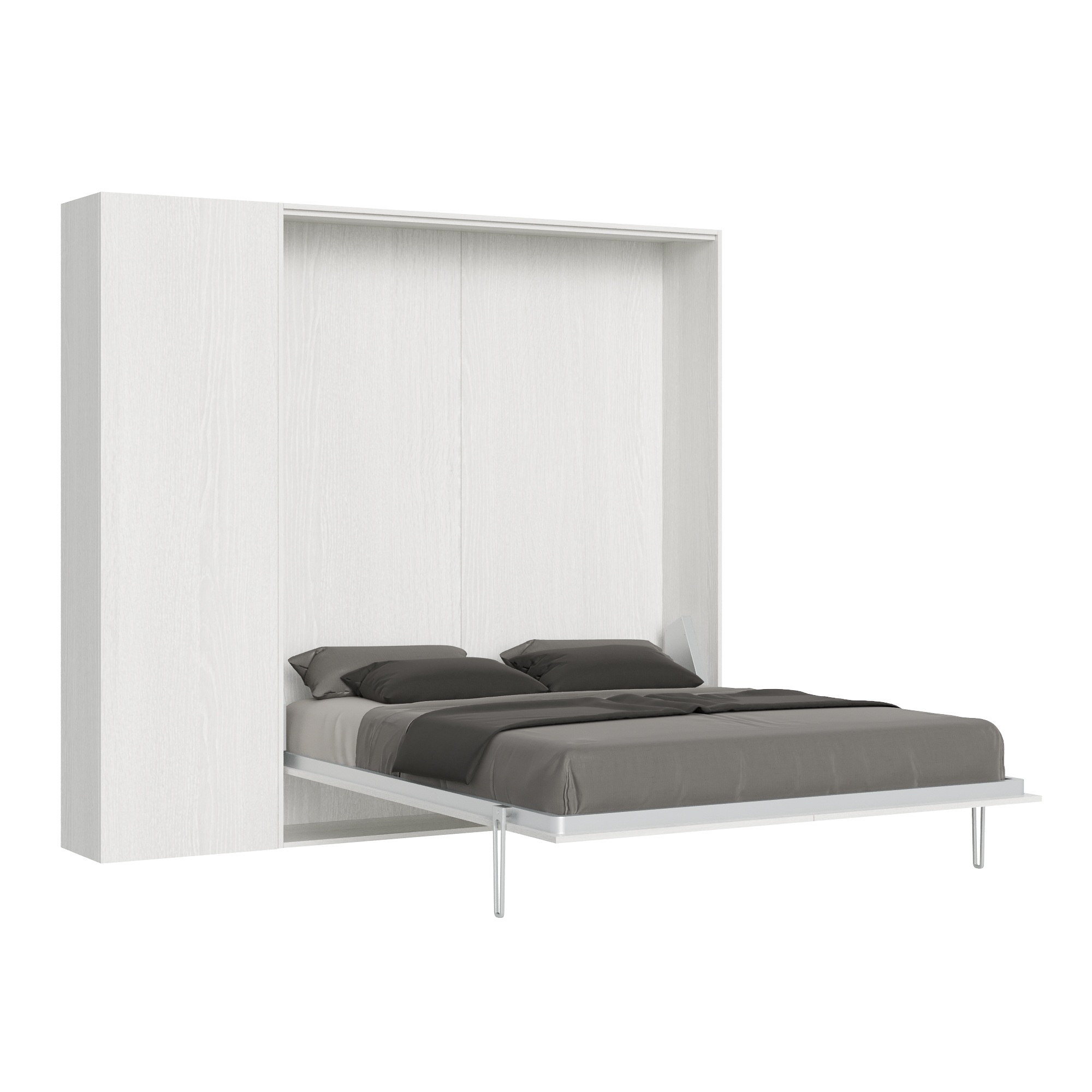 Letto matrimoniale a scomparsa 160 Kentaro con colonna bianco frassino L.233,6 P.39,2 H.210,5 cm (aperto P.215 cm) 6 Letto matrimoniale a scomparsa 160 Kentaro con colonna bianco frassino