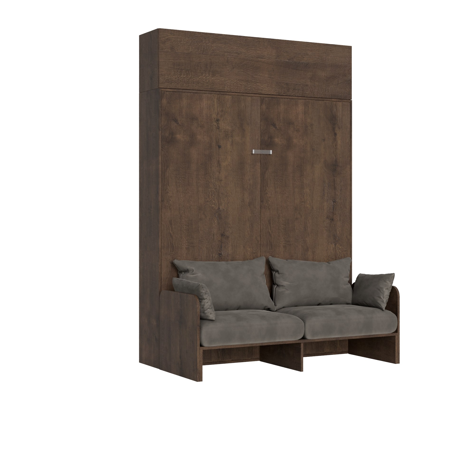 Letto matrimoniale a scomparsa 160 Kentaro con divano e pensile noce, grigio L.173,6 P.105,2 H.250,5 cm (aperto P.215 cm) 5 Letto matrimoniale a scomparsa 160 Kentaro con divano e pensile noce, grigio
