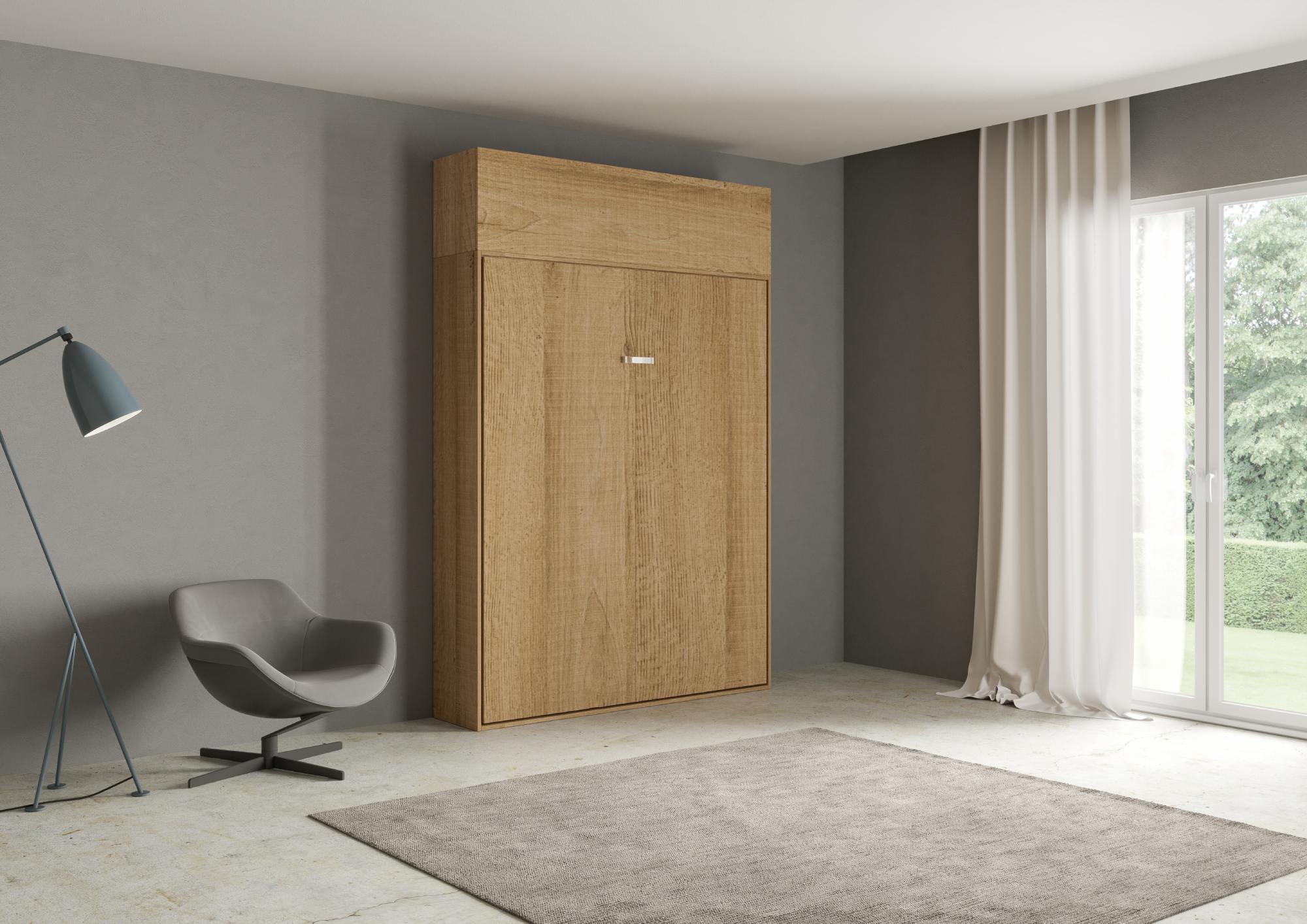 Letto matrimoniale a scomparsa 160 Kentaro con pensile quercia natura L.173,6 P.39,2 H.250,5 cm (aperto P.215 cm) 1 Letto matrimoniale a scomparsa 160 Kentaro con pensile quercia natura