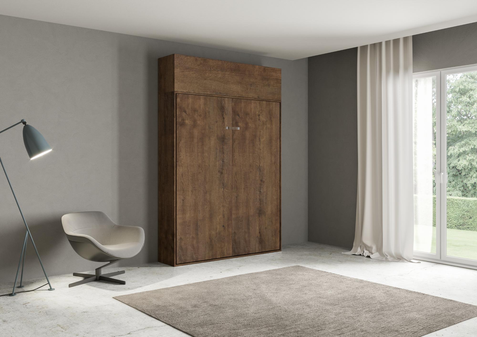 Letto matrimoniale francese a scomparsa 140 Kentaro con pensile noce L.153,6 P.39,2 H.250,5 cm (aperto P.215 cm) 1 Letto matrimoniale a scomparsa 160 Kentaro con pensile noce
