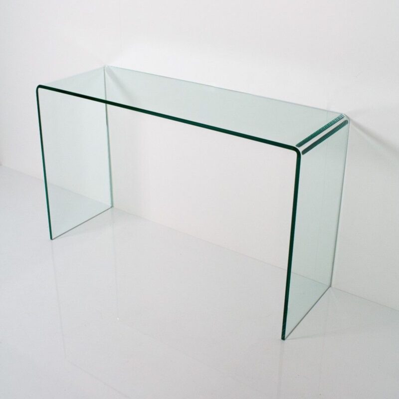 Consolle Smalle in vetro curvato 120x40x80 cm