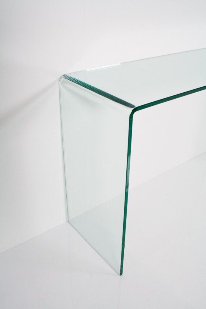 Consolle Smalle in vetro curvato 80x40x80 cm