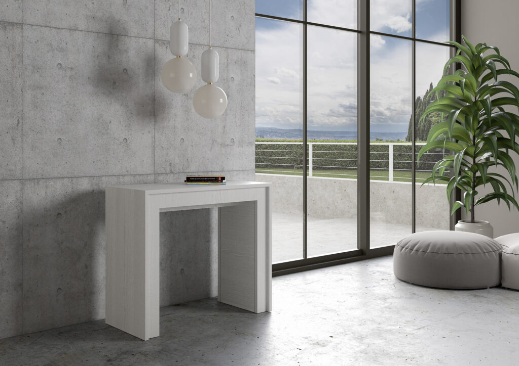 Consolle allungabile 90x42/198 cm Mia Small bianco frassino