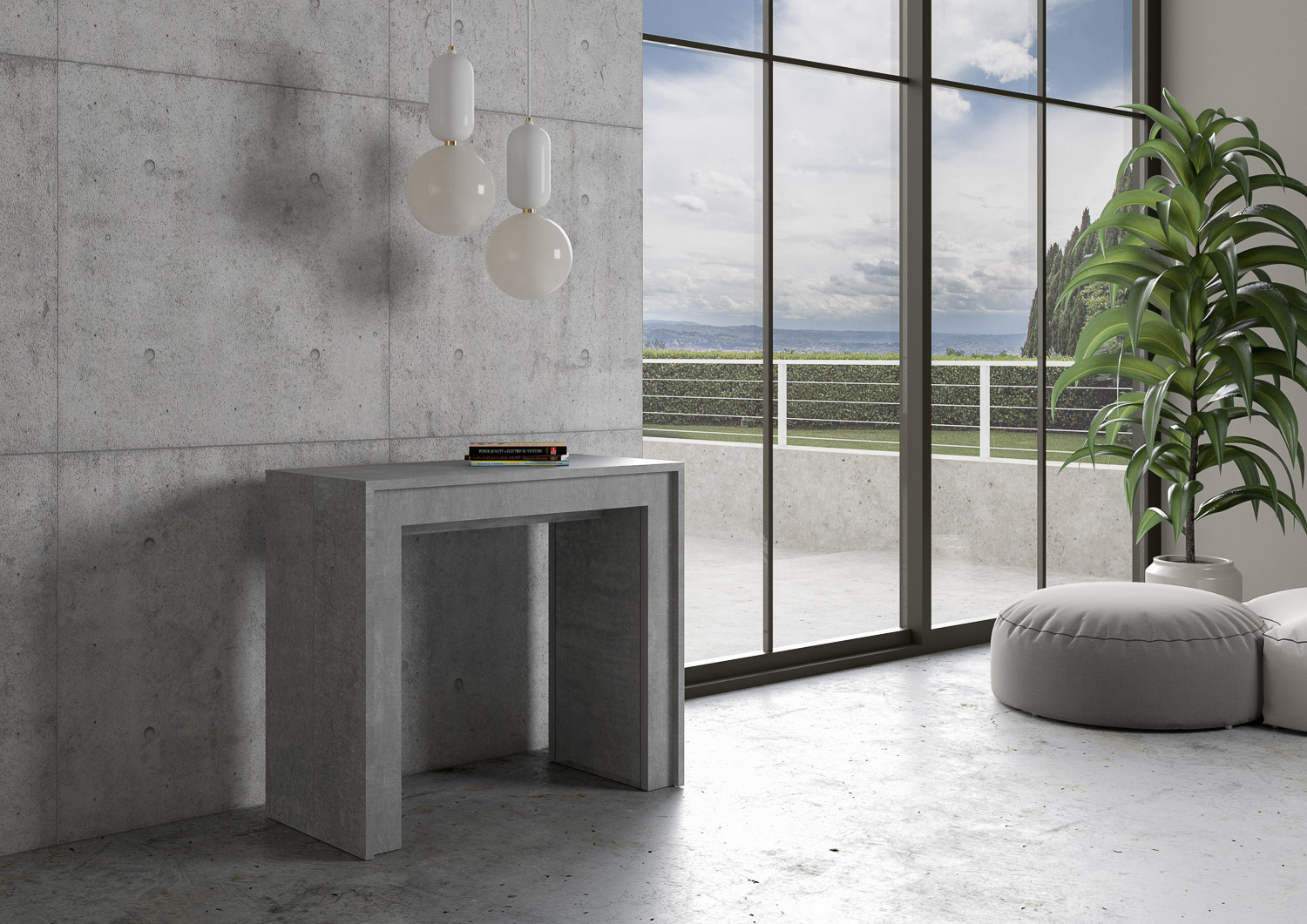 Consolle allungabile 90x42/198 cm Mia Small cemento 1 Consolle allungabile 90x42/198 cm Mia Small cemento