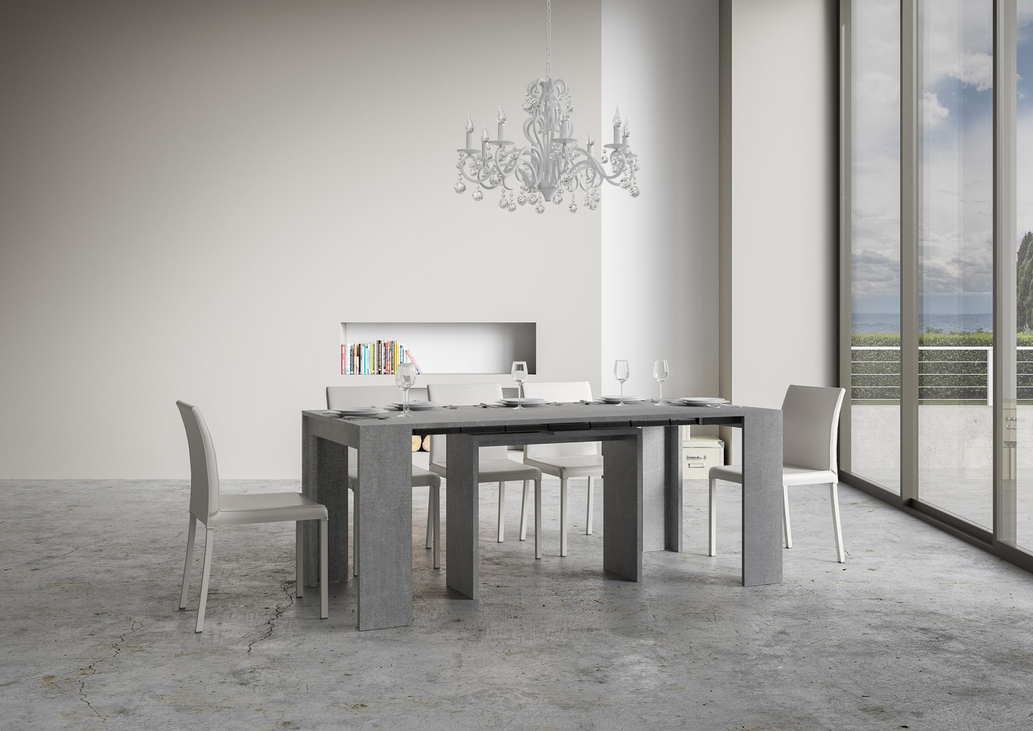 Consolle allungabile 90x42/198 cm Mia Small cemento 2 Consolle allungabile 90x42/198 cm Mia Small cemento