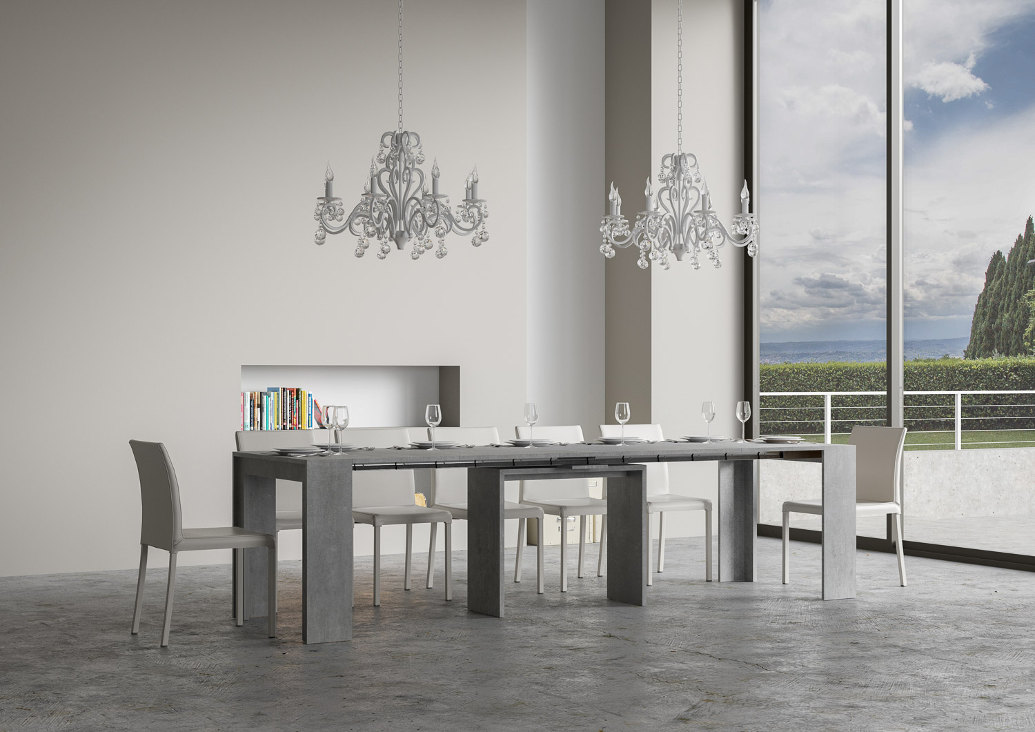 Consolle allungabile 90x42/302 cm Mia cemento 3 Consolle allungabile 90x42/302 cm Mia cemento