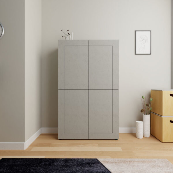 Credenza alta moderna 4 ante 100x35x165 cm Elios cashmere