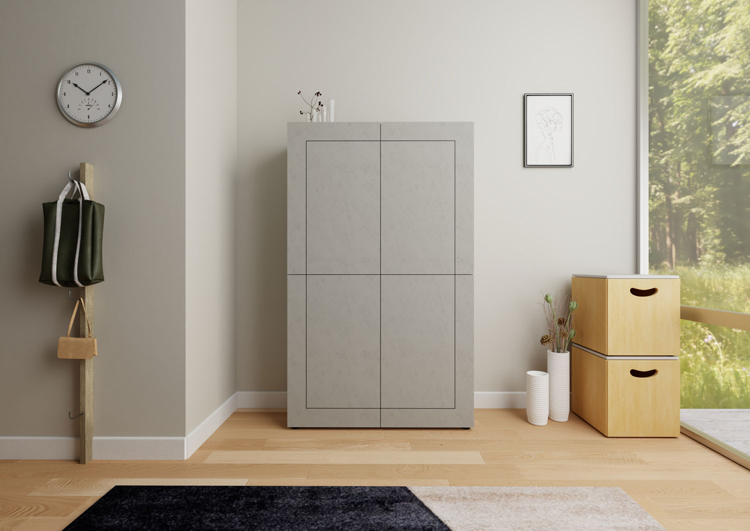 Credenza alta moderna 4 ante 100x35x165 cm Elios cashmere 1 Credenza alta moderna 4 ante 100x35x165 cm Elios cashmere