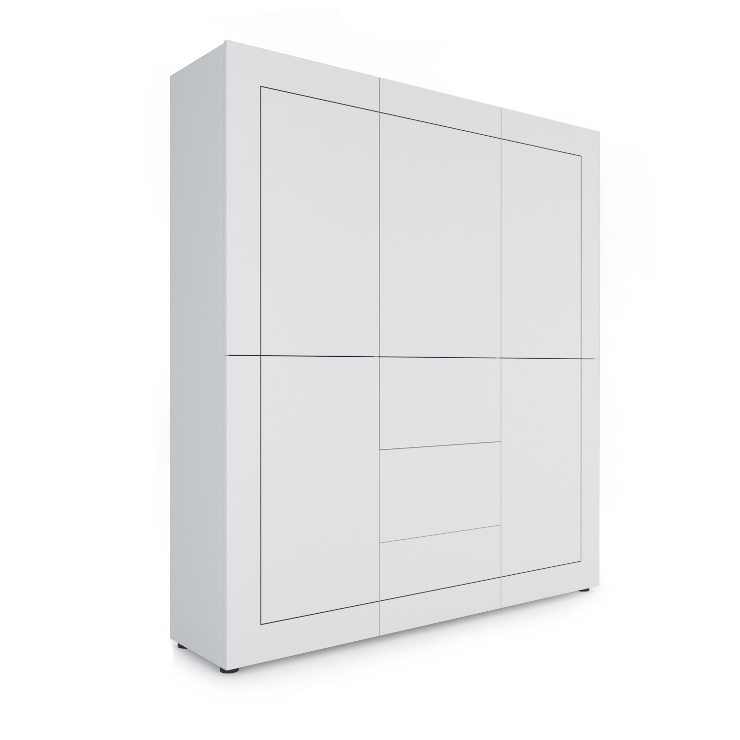 Credenza alta moderna 5 ante/3 cassetti 150x35x165 cm Elios bianco lucido 3 Credenza alta moderna 5 ante/3 cassetti 150x35x165 cm Elios bianco lucido