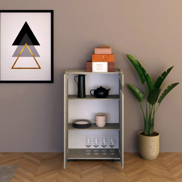 Credenza alta moderna 2 ante 70x35x110 cm Riflesso cashmere