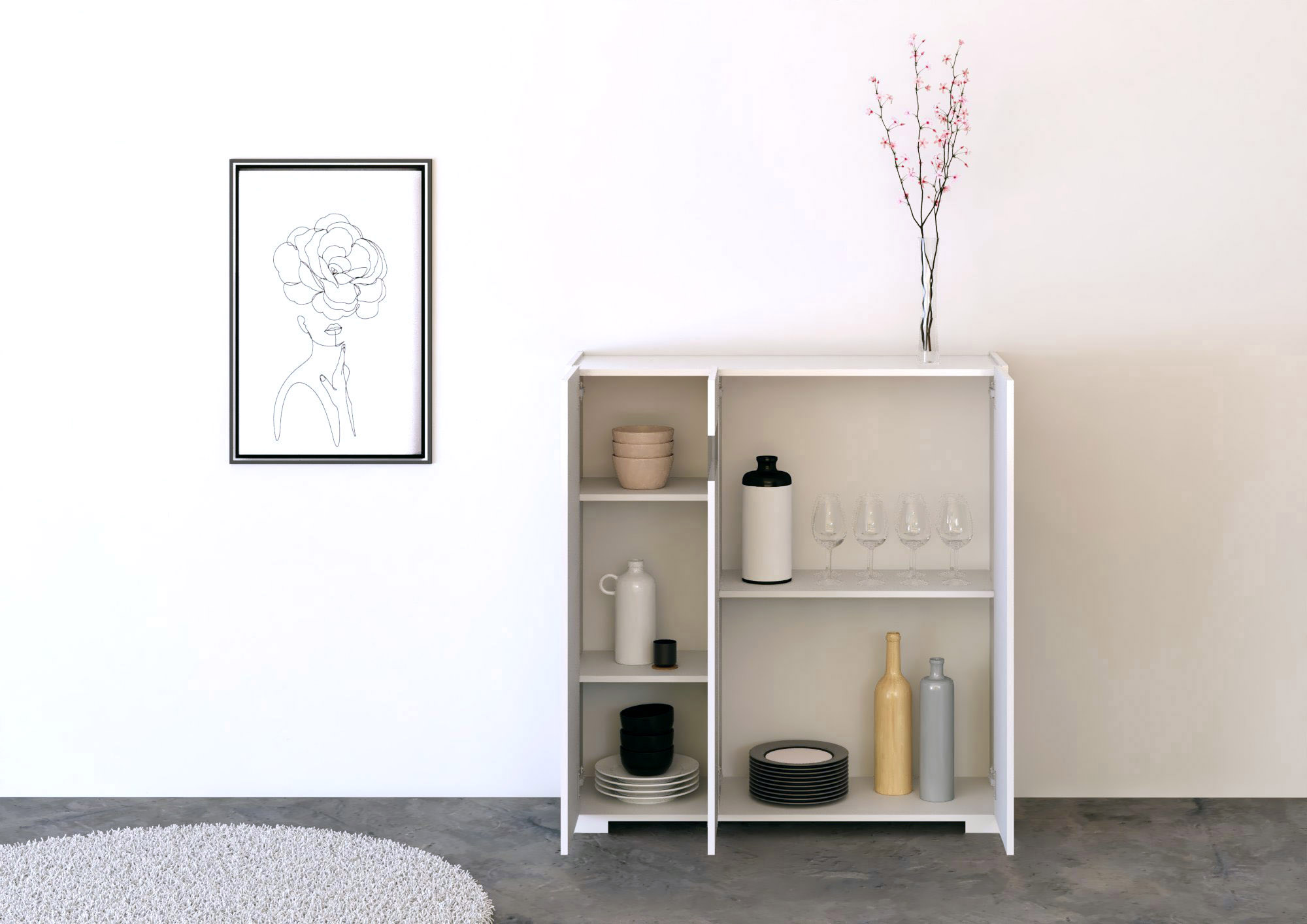 Credenza alta moderna 3 ante 100x35x110 cm Riflesso bianco lucido 1 Credenza alta moderna 3 ante 100x35x110 cm Riflesso bianco lucido