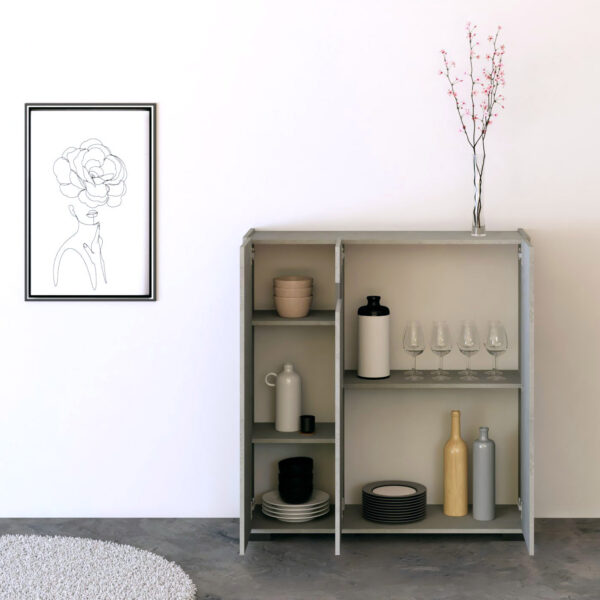 Credenza alta moderna 3 ante 100x35x110 cm Riflesso cashmere