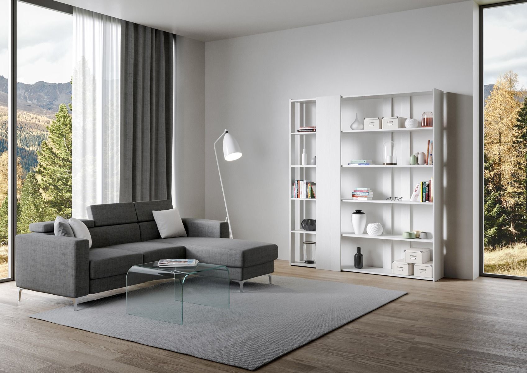 Libreria a giorno Kato D bianco frassino L.178 P.36 H.204 cm 3 Libreria a giorno Kato D bianco frassino