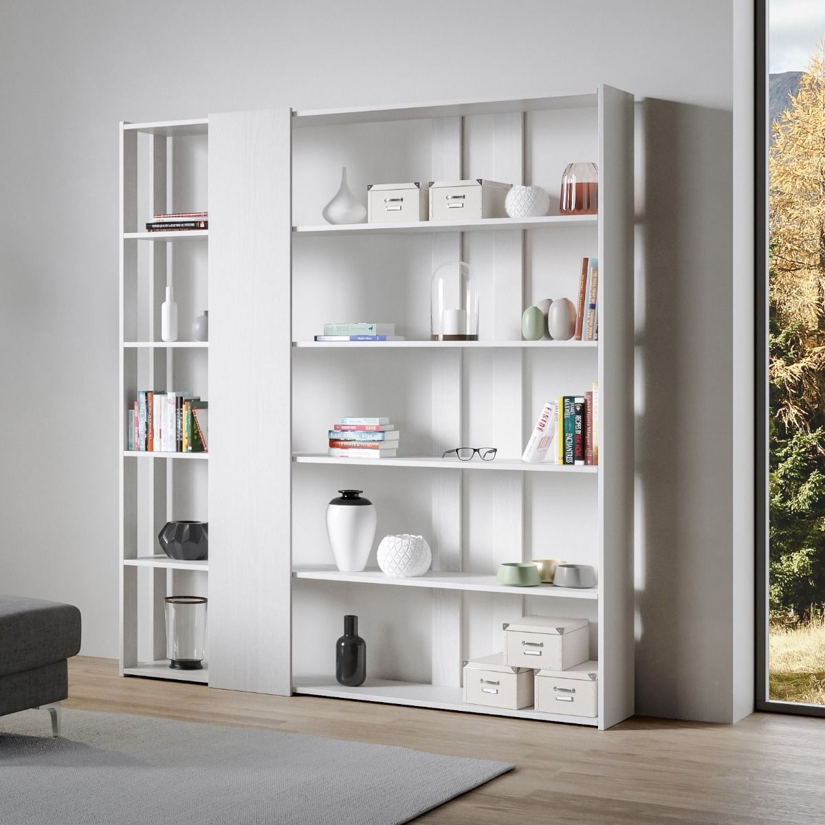 Libreria a giorno Kato D bianco frassino L.178 P.36 H.204 cm 2 Libreria a giorno Kato D bianco frassino