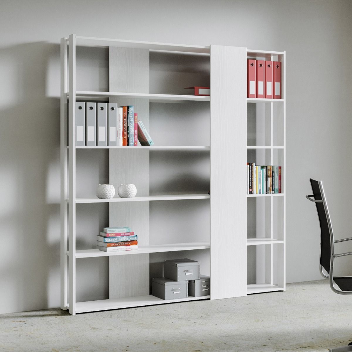 Libreria a giorno Kato B bianco frassino L.178 P.36 H.204 cm 1 Libreria a giorno Kato B bianco frassino