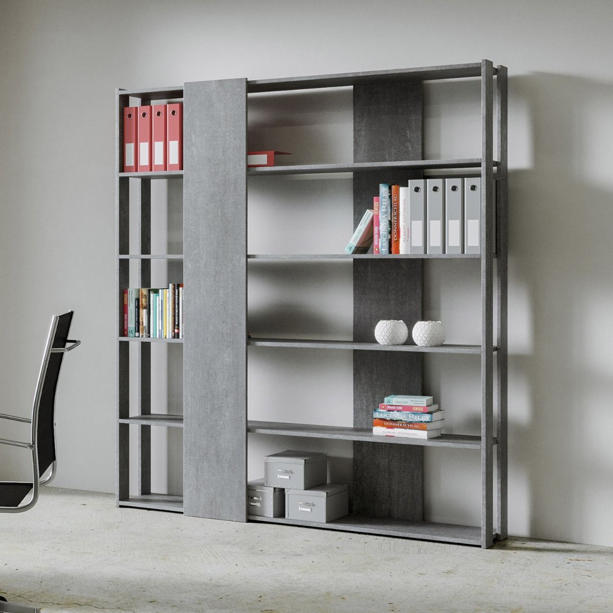 Libreria a giorno Kato B cemento L.178 P.36 H.204 cm 2 Libreria a giorno Kato B cemento