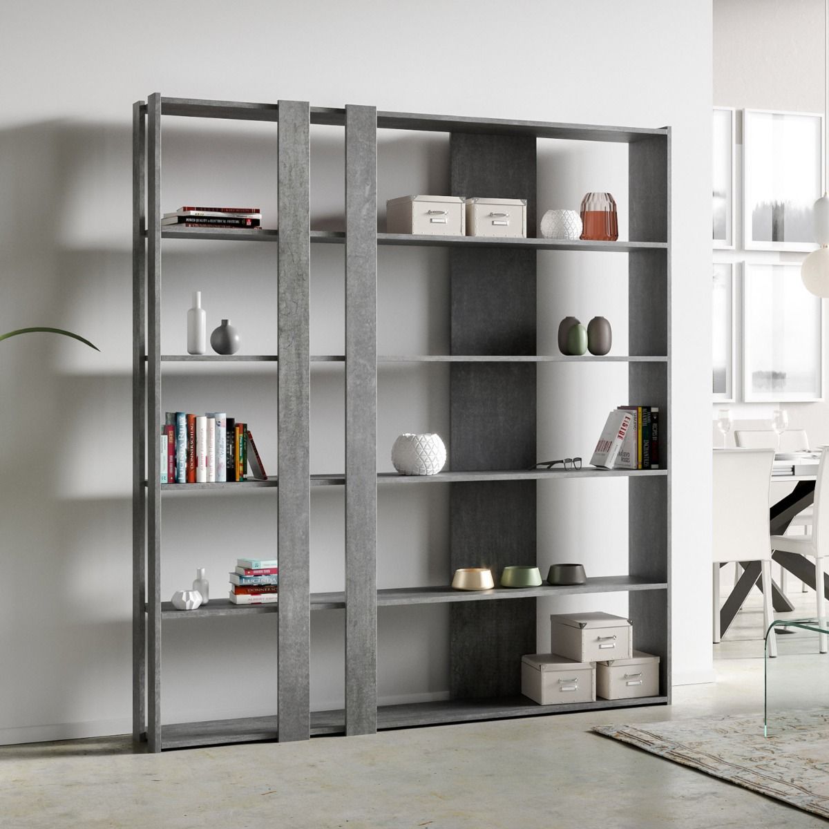 Libreria a giorno Kato C cemento L.178 P.36 H.204 cm 2 Libreria a giorno Kato C cemento