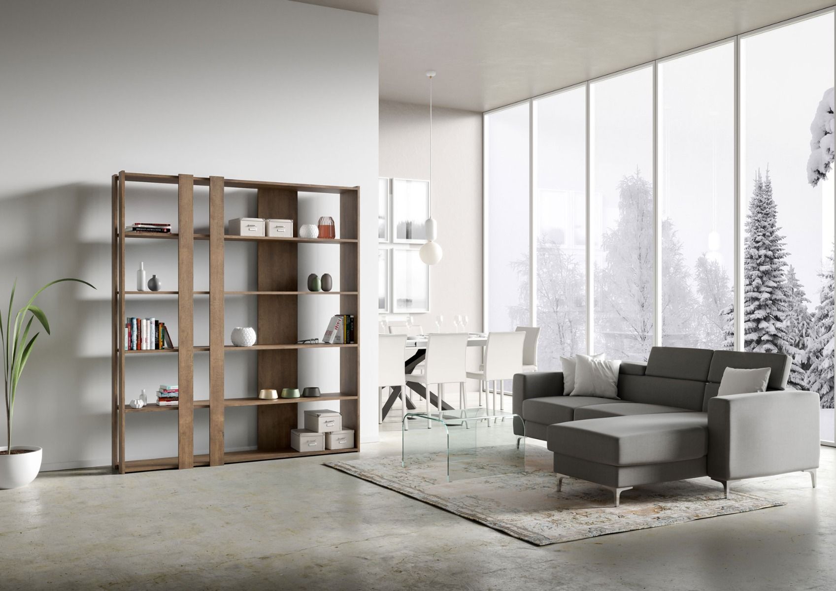 Libreria a giorno Kato C noce L.178 P.36 H.204 cm 3 Libreria a giorno Kato C noce