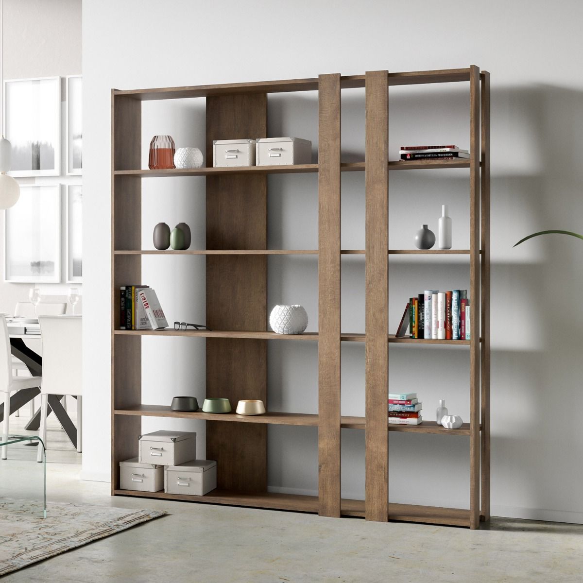 Libreria a giorno Kato C noce L.178 P.36 H.204 cm 1 Libreria a giorno Kato C noce