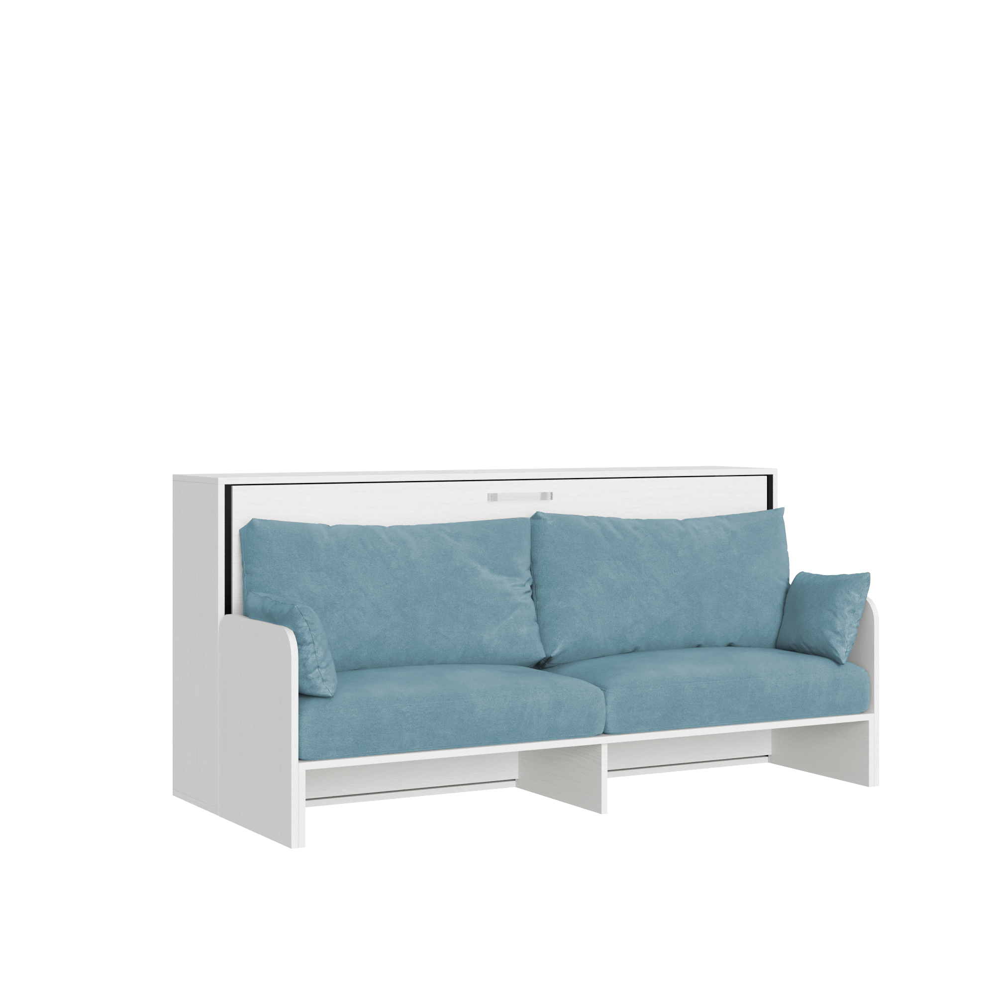 Letto singolo a scomparsa Kando con divano bianco frassino, azzurro L.199,9 P.103,2 H.97,4 cm (aperto P.106 cm) 7 Letto singolo a scomparsa Kando con divano bianco frassino, azzurro