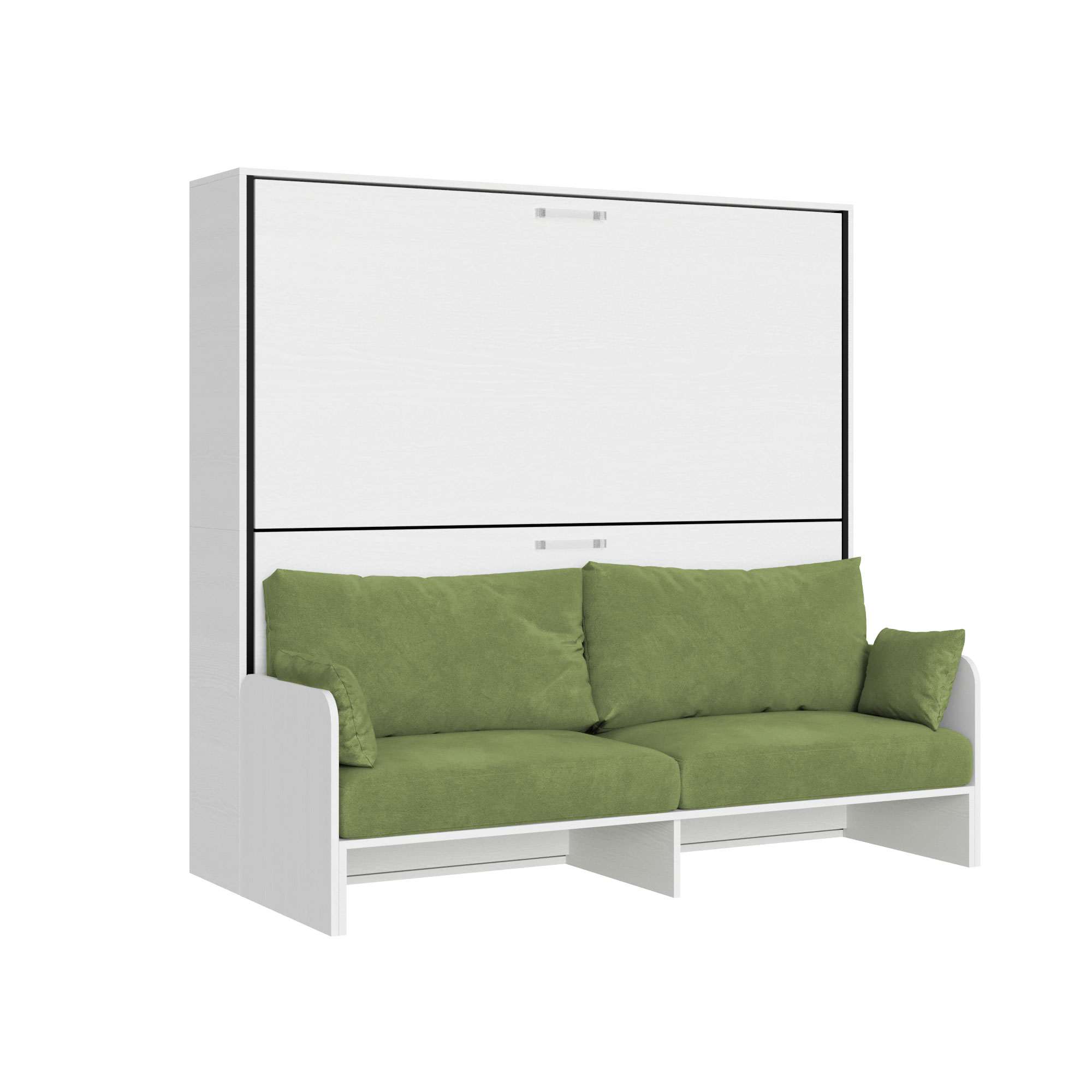 Kando con divano con materassi bianco frassino, verde L.199,9 P.103,2 H.190,8 cm (aperto P.106 cm) 7 Letto doppio a scomparsa Kando con divano bianco frassino, verde