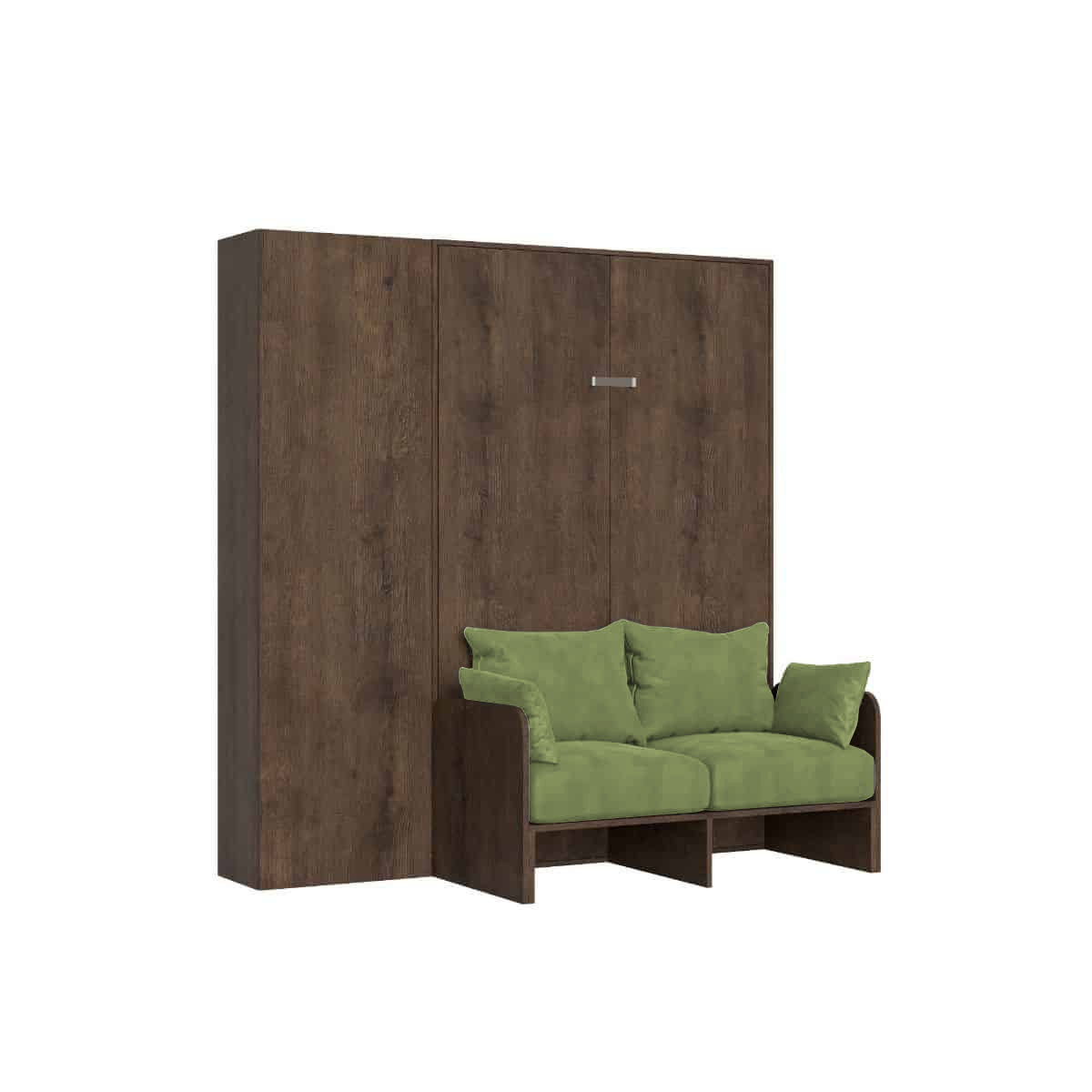 Letto matrimoniale francese a scomparsa 140 Kentaro con divano e colonna noce, verde L.213,6 P.105,2 H.210,5 cm (aperto P.215 cm) 6 Letto matrimoniale francese a scomparsa 140 Kentaro con divano e colonna noce, verde