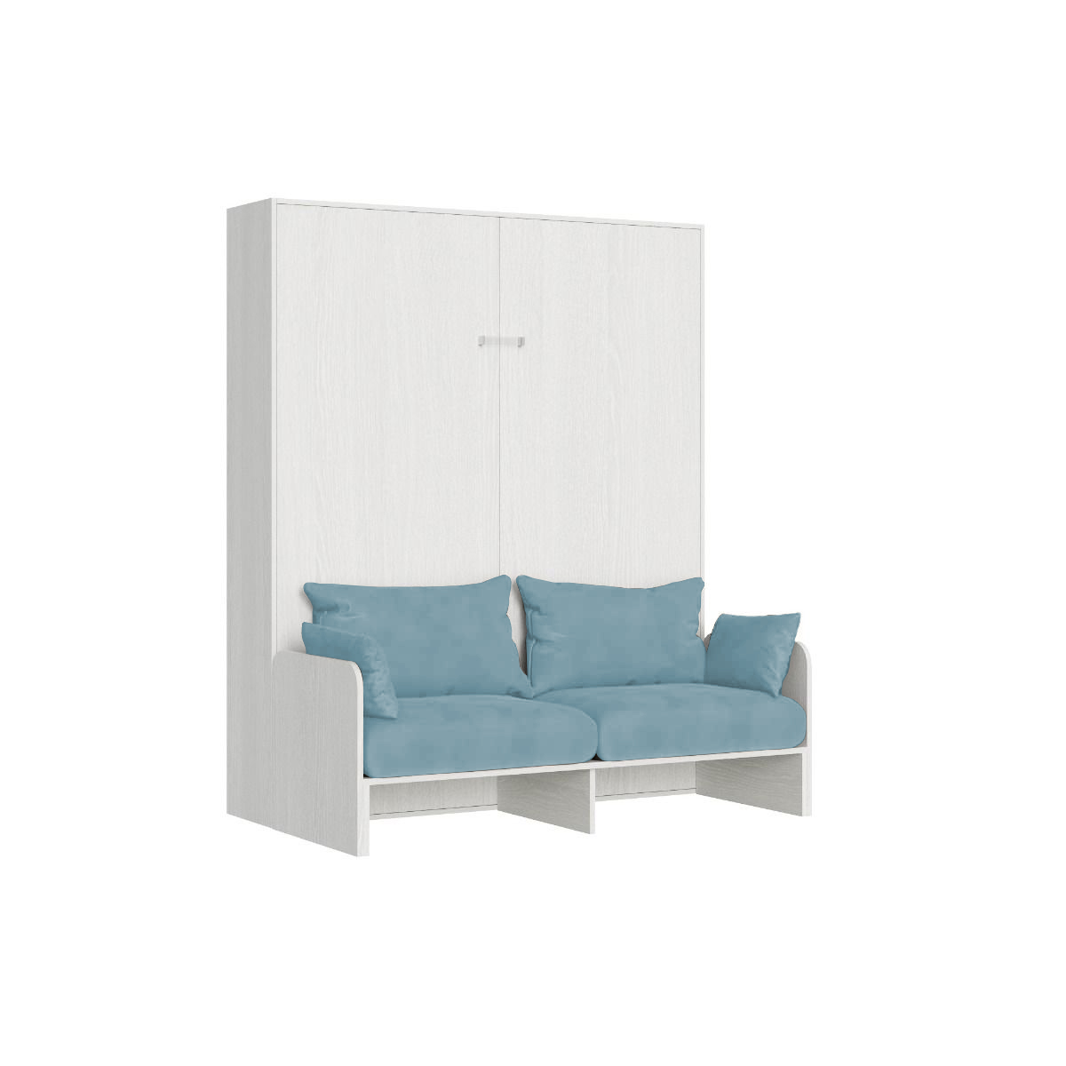 Letto matrimoniale a scomparsa 160 Kentaro con divano bianco frassino, azzurro L.173,6 P.105,2 H.210,5 cm (aperto P.215 cm) 6 Letto matrimoniale a scomparsa 160 Kentaro con divano bianco frassino, azzurro