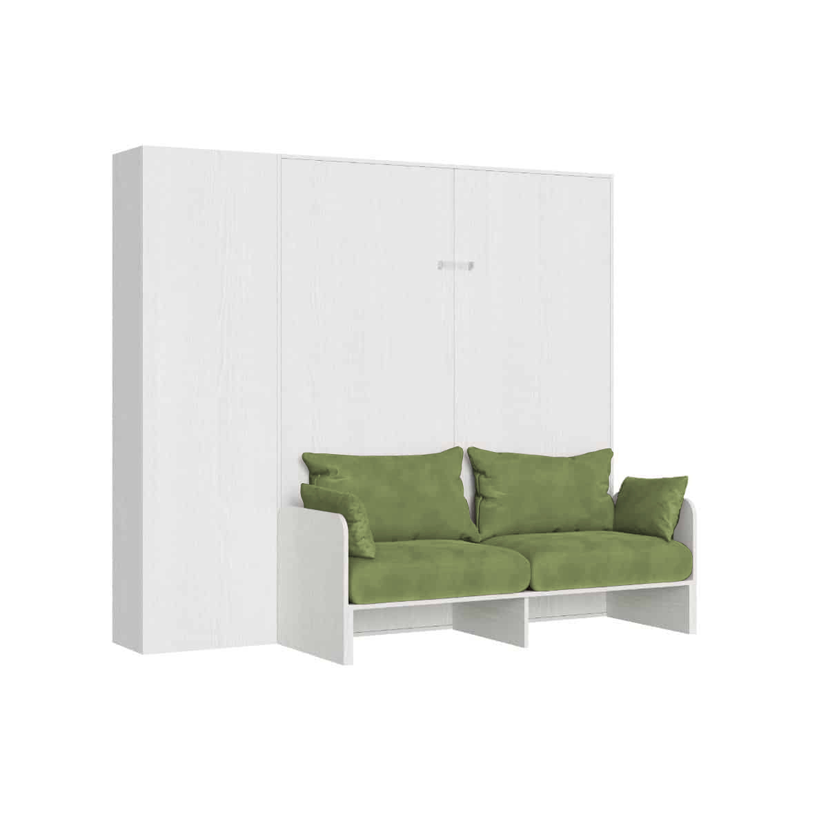 Letto matrimoniale a scomparsa 160 Kentaro con divano e colonna bianco frassino, verde L.233,6 P.105,2 H.210,5 cm (aperto P.215 cm) 6 Letto matrimoniale a scomparsa 160 Kentaro con divano e colonna bianco frassino, verde