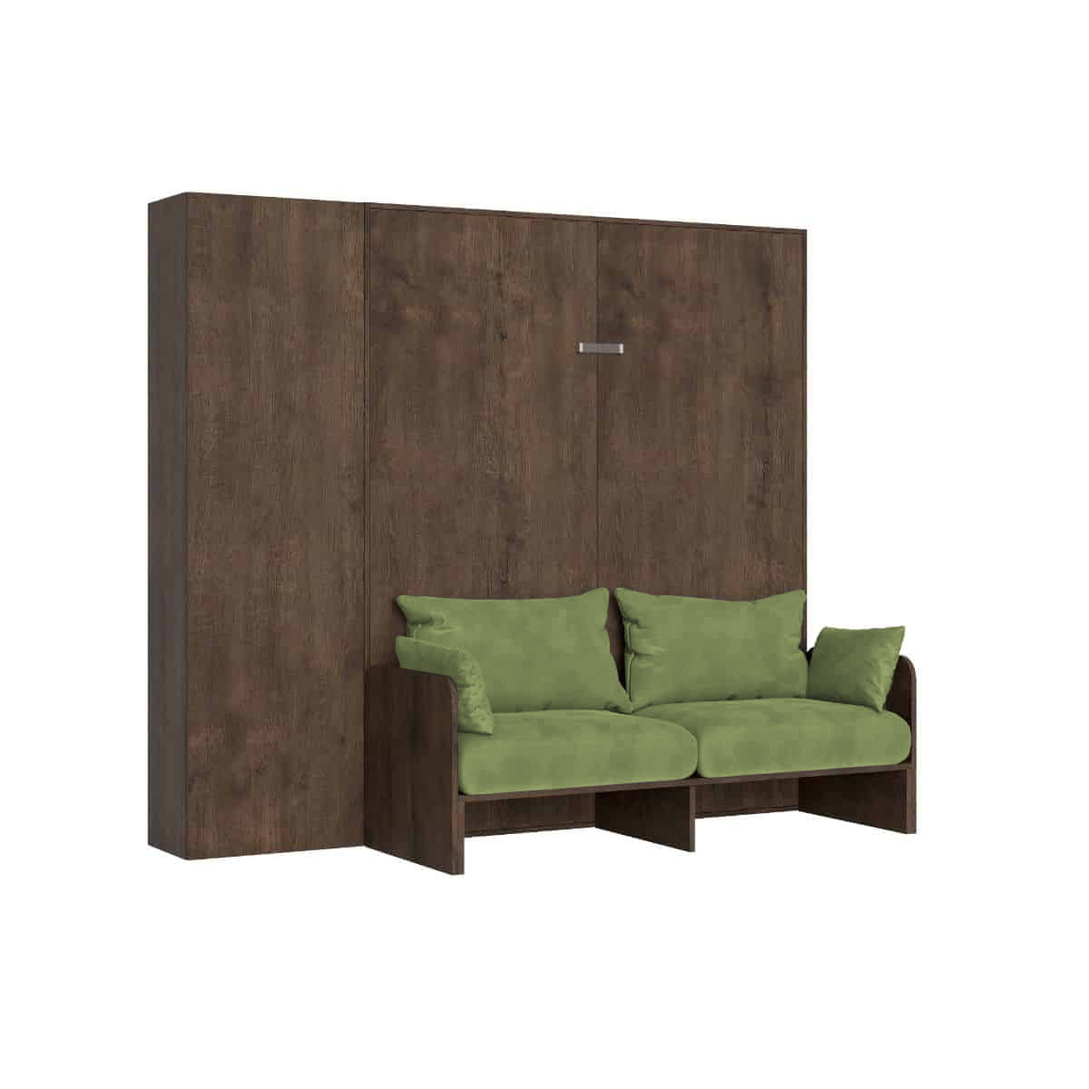 Letto matrimoniale a scomparsa 160 Kentaro con divano e colonna noce, verde L.233,6 P.105,2 H.210,5 cm (aperto P.215 cm) 6 Letto matrimoniale a scomparsa 160 Kentaro con divano e colonna noce, verde