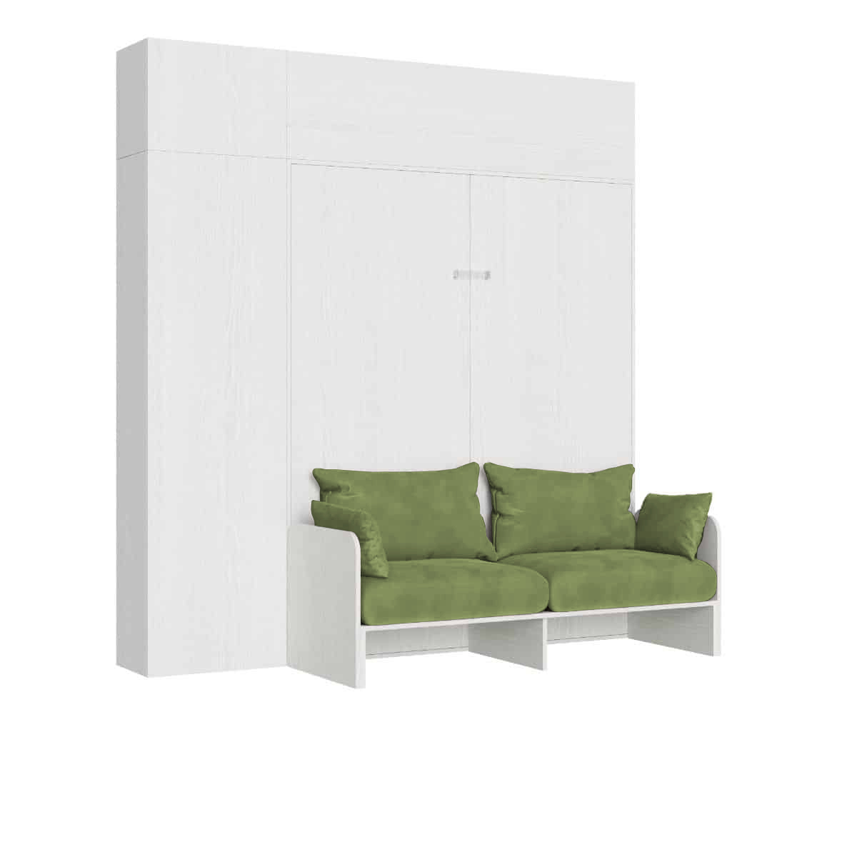 Letto matrimoniale a scomparsa 160 Kentaro con divano e mobili bianco frassino, verde L.233,6 P.105,2 H.250,5 cm (aperto P.215 cm) 6 Letto matrimoniale a scomparsa 160 Kentaro con divano e mobili bianco frassino, verde