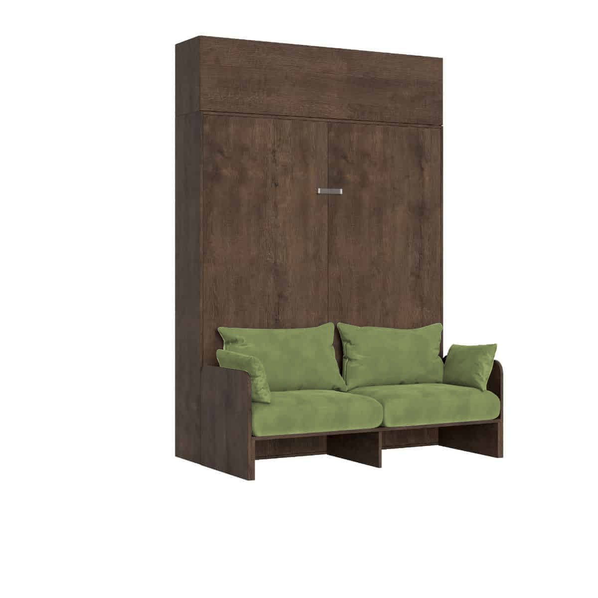 Letto matrimoniale a scomparsa 160 Kentaro con divano e pensile noce, verde L.173,6 P.105,2 H.250,5 cm (aperto P.215 cm) 5 Letto matrimoniale a scomparsa 160 Kentaro con divano e pensile noce, verde