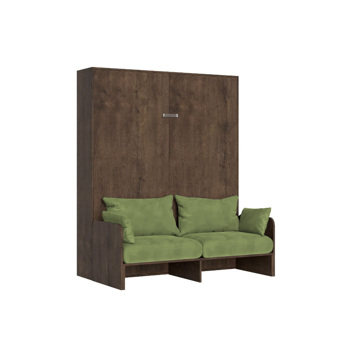 Letto matrimoniale a scomparsa 160 Kentaro con divano noce, verde L.173,6 P.105,2 H.210,5 cm (aperto P.215 cm) 6 Letto matrimoniale a scomparsa 160 Kentaro con divano noce, verde