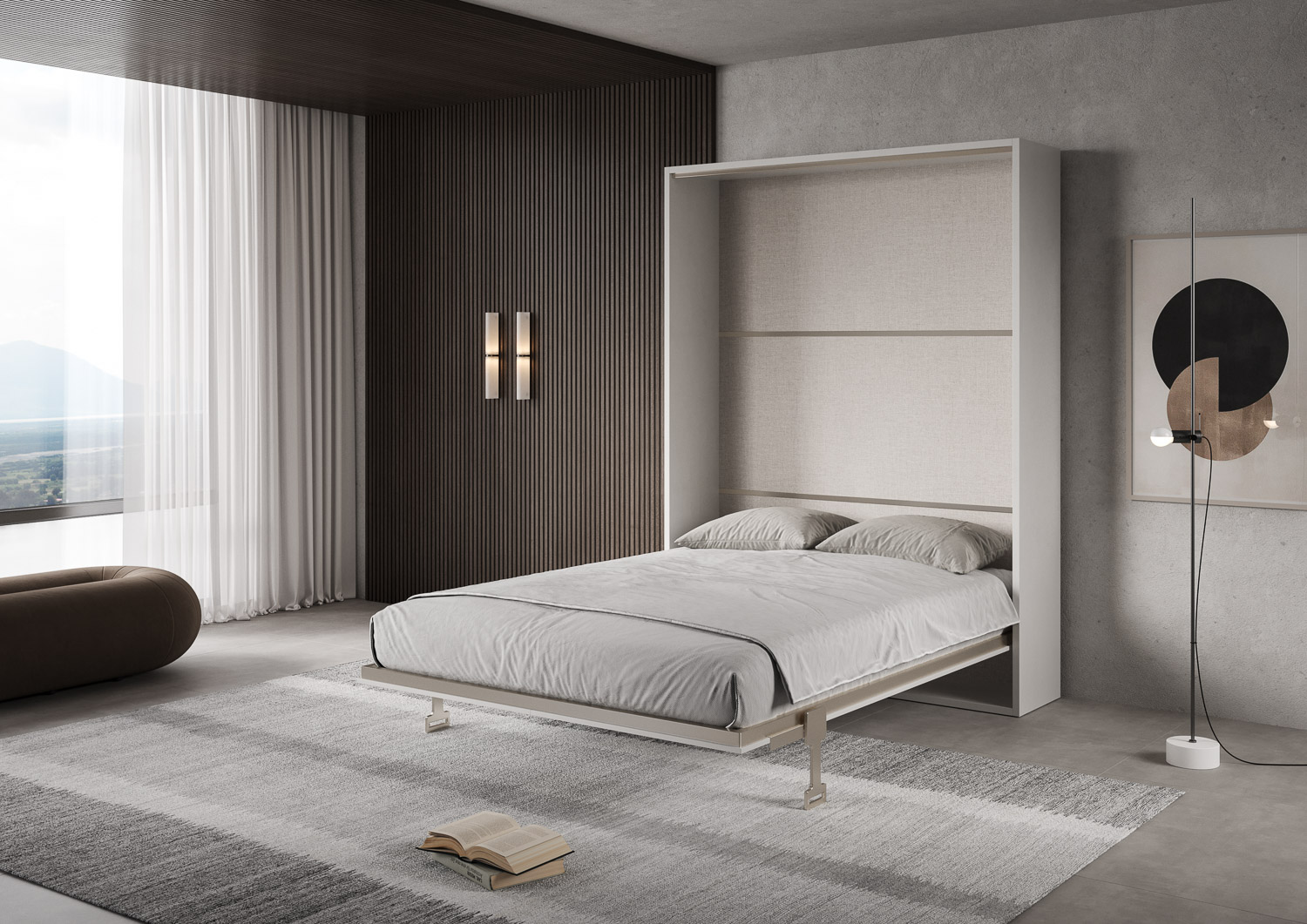 Letto matrimoniale a scomparsa 160 Versia bianco L.175,2 P.40,5 H.218,3 cm (aperto P.224 cm) 2 Letto matrimoniale a scomparsa 160 Versia bianco