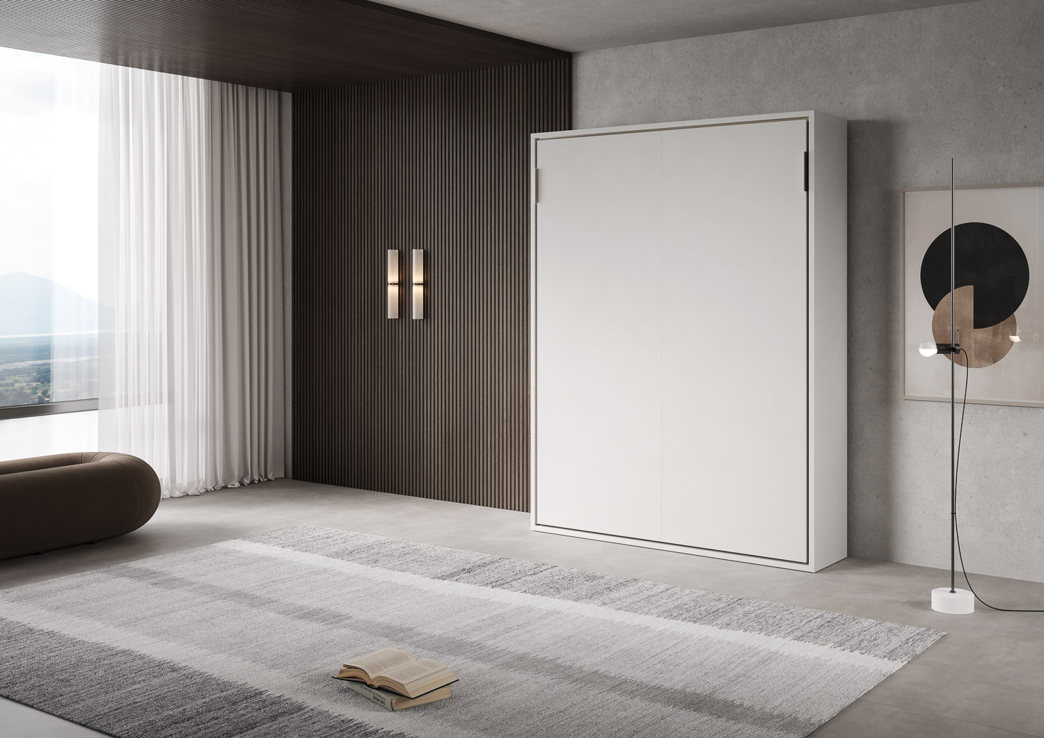 Letto matrimoniale a scomparsa 160 Versia bianco L.175,2 P.40,5 H.218,3 cm (aperto P.224 cm) 1 Letto matrimoniale a scomparsa 160 Versia bianco