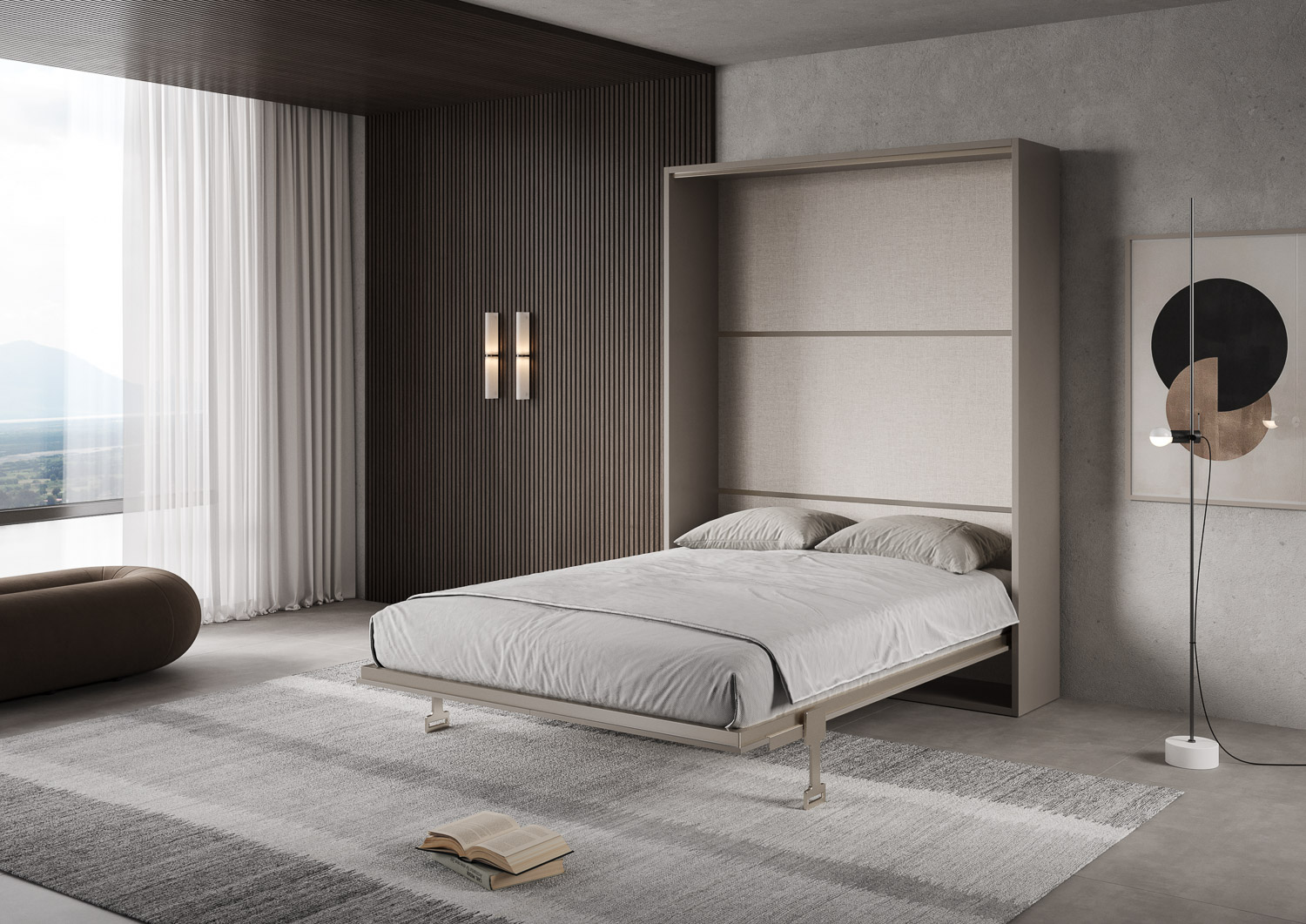 Letto matrimoniale a scomparsa 160 Versia argilla L.175,2 P.40,5 H.218,3 cm (aperto P.224 cm) 1 Letto matrimoniale a scomparsa 160 Versia argilla