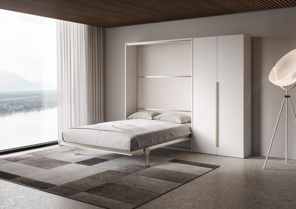 Letto matrimoniale a scomparsa 160 Versia con armadio dx 2 ante bianco
