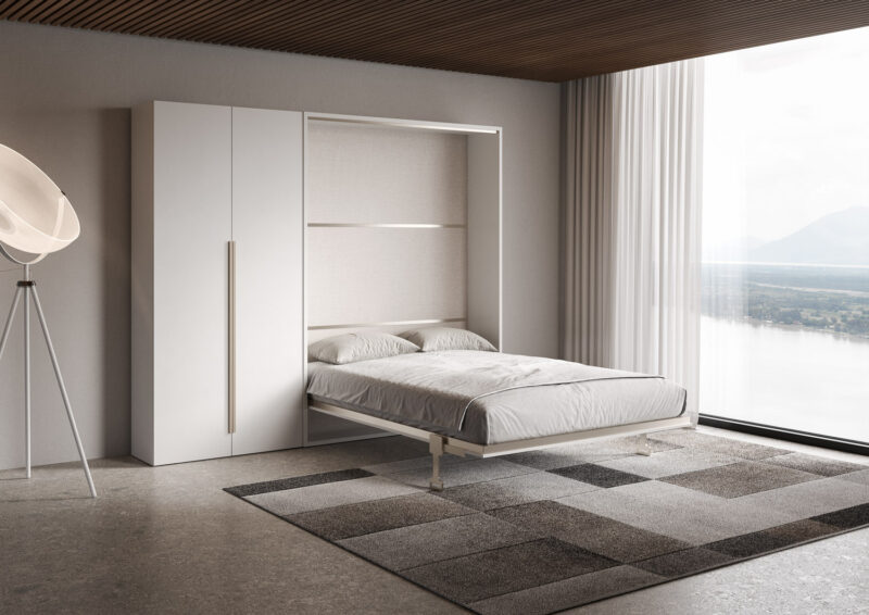 Letto matrimoniale a scomparsa 160 Versia con armadio sx 2 ante bianco