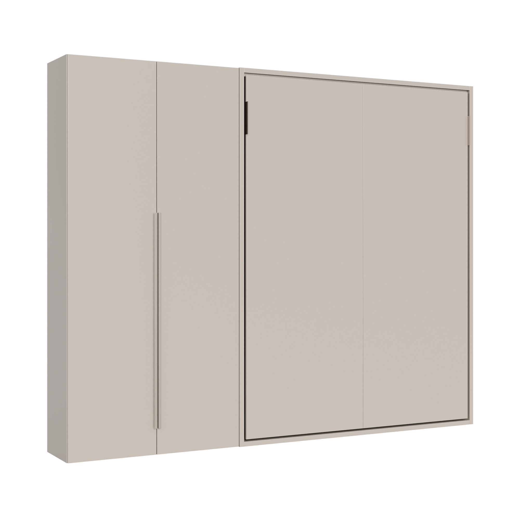 Letto matrimoniale francese a scomparsa 140 Versia con armadio sx 2 ante argilla L.255,2 P.40,5 H.218,3 cm (aperto P.224 cm) 7 Letto matrimoniale a scomparsa 160 Versia con armadio sx 2 ante argilla