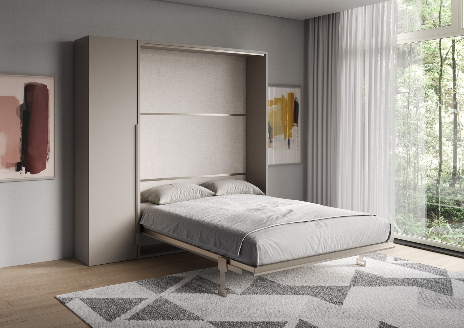 Letto matrimoniale francese a scomparsa 140 Versia con armadio 1 anta sx argilla L.205,2 P.40,5 H.218,3 cm (aperto P.224 cm) 2 Letto matrimoniale a scomparsa 160 Versia con armadio 1 anta sx argilla