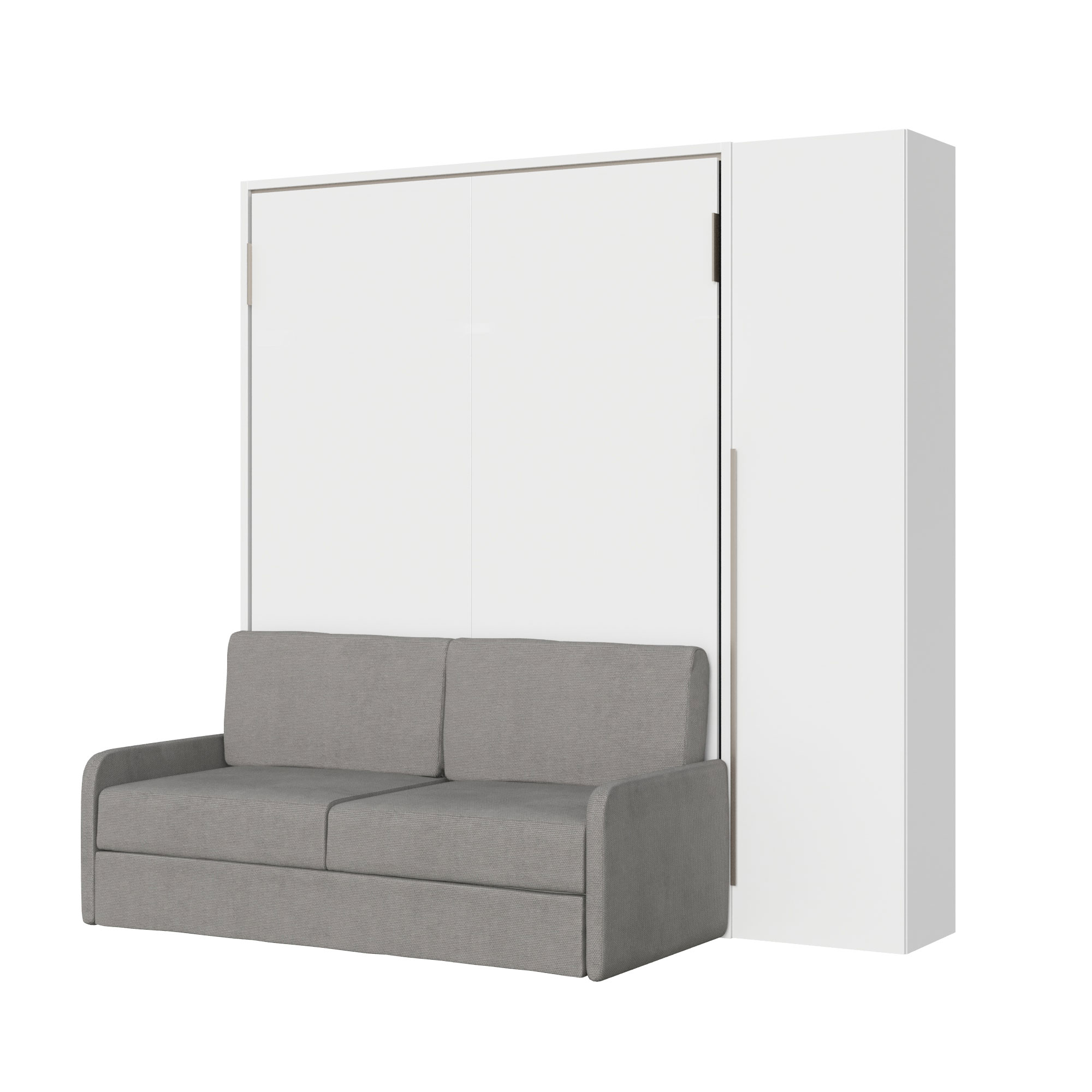 Letto matrimoniale francese a scomparsa 140 Versia con divano e armadio 1 anta dx bianco L.205,2 P.123 H.218,3 cm (aperto P.224 cm) 7 Letto matrimoniale a scomparsa 160 Versia con divano e armadio 1 anta dx bianco